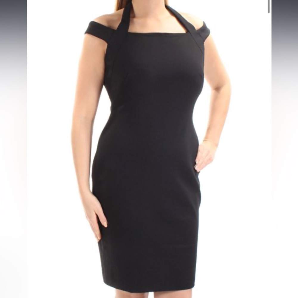 RALPH LAUREN Black Cap Sleeve Halter Top Dress